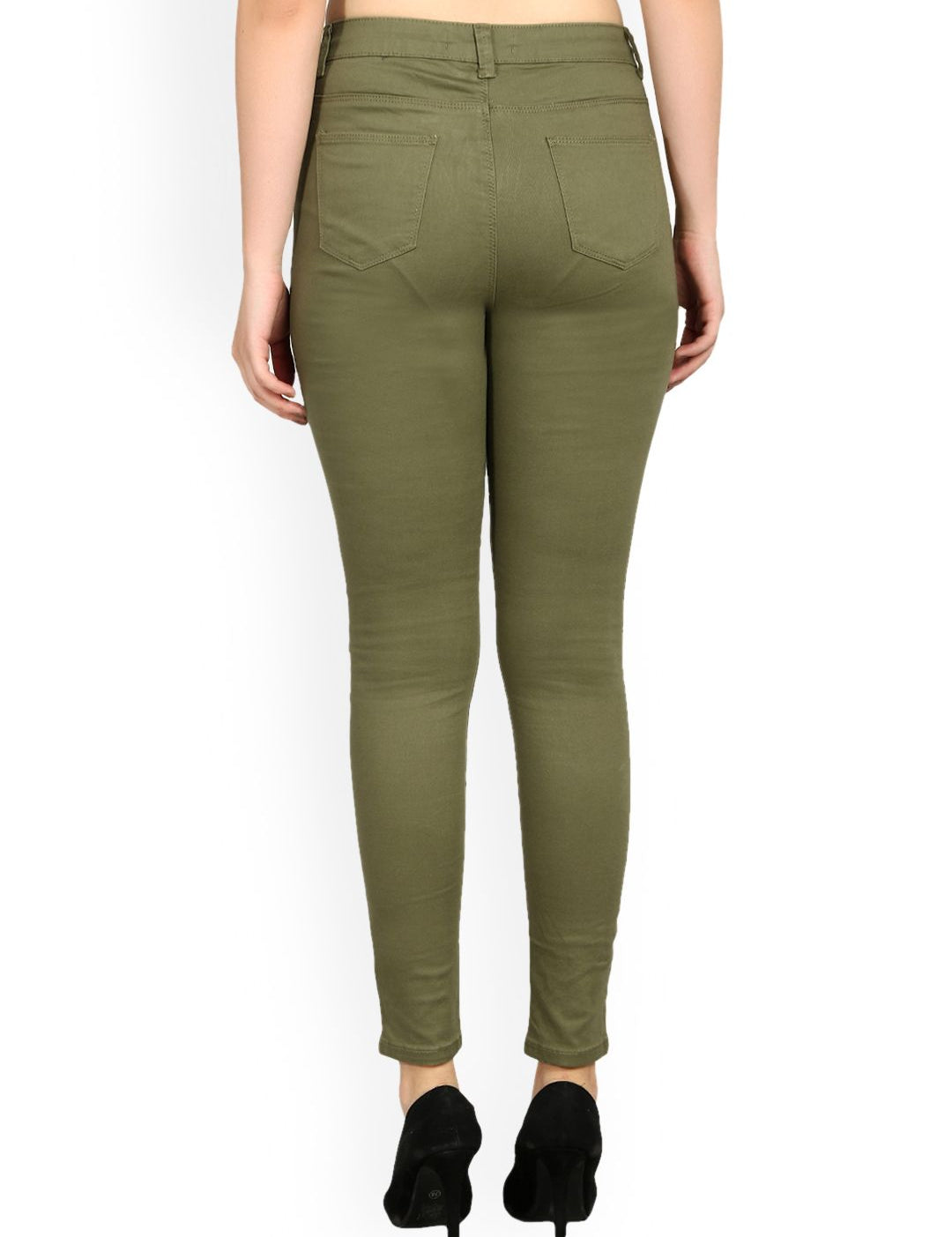 Kotty Women Olive Green Skinny Fit High-Rise Clean Look Jeans