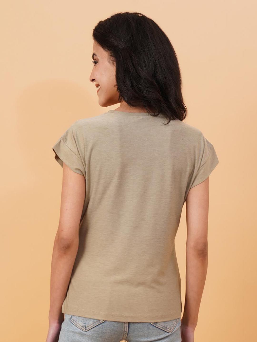 Kotty Round Neck Extended Sleeves Regular Fit T-shirt