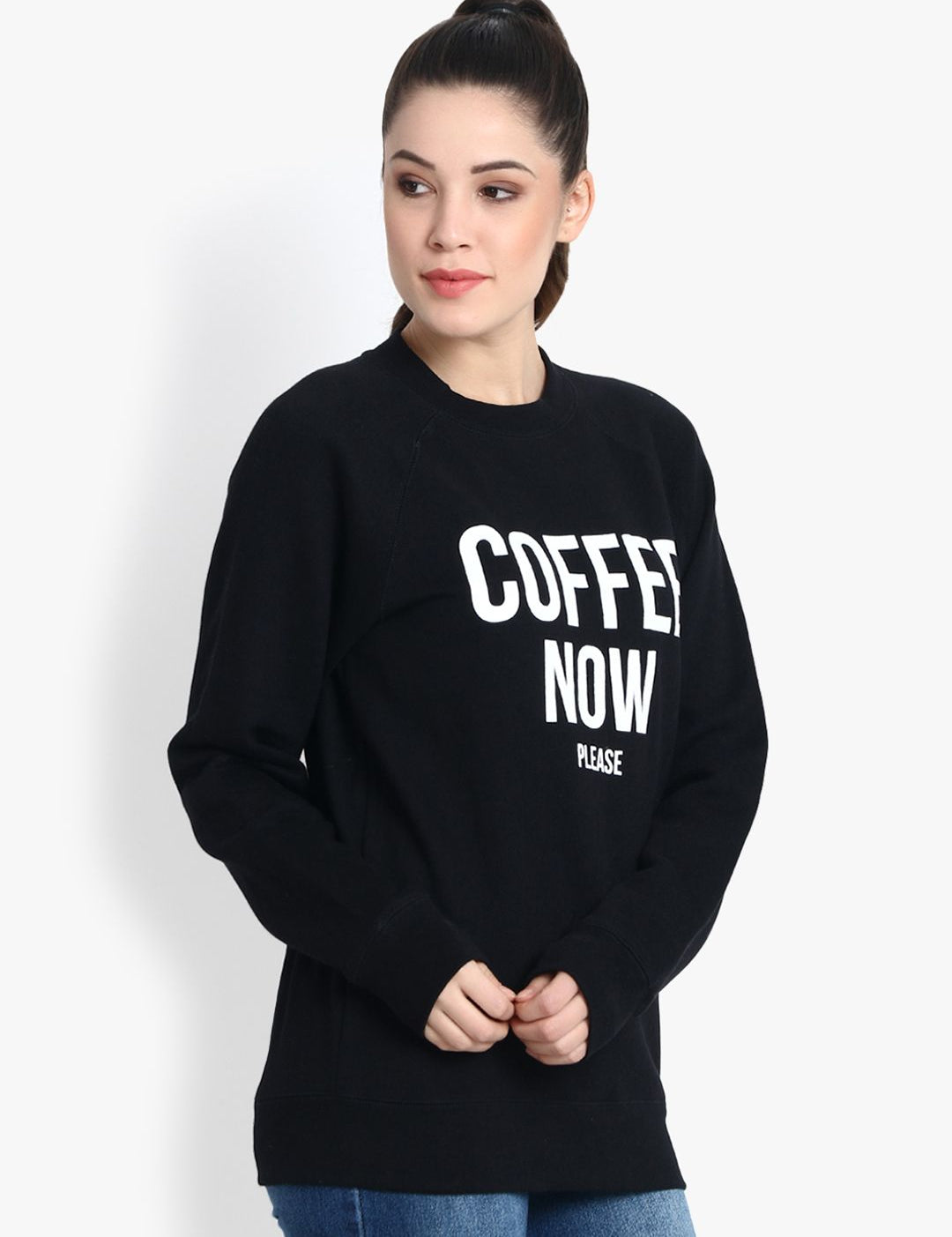 Kotty Women Black Printed Sweatshirt