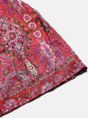 Kotty Orange And Pink Ethnic Printed V-Neck Blouson Dress