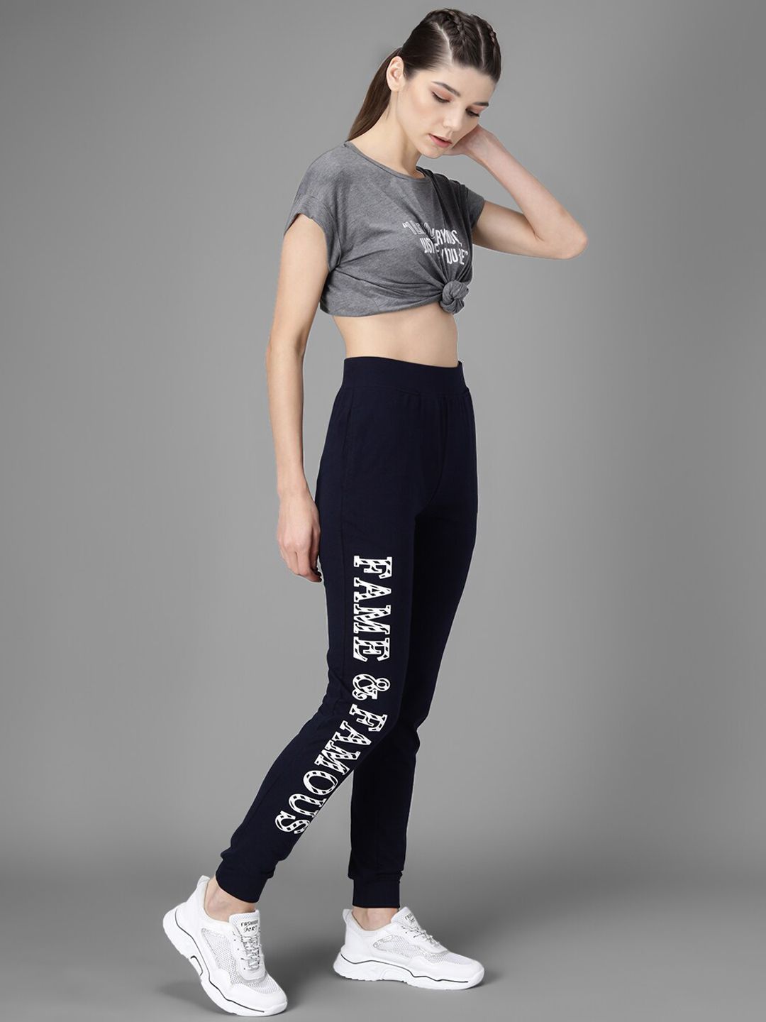 Kotty Women Navy Blue & White Printed Joggers