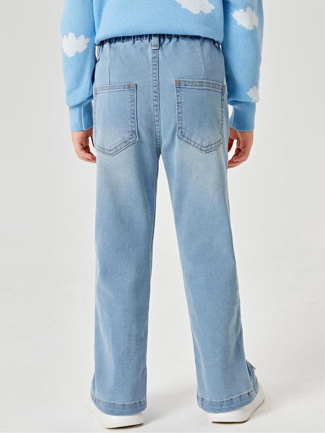 Kotty Girls Jean Straight Fit Heavy Fade Stretchable Jeans