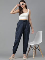 Kotty Women Blue High-Rise Easy Wash Joggers 