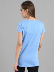 Kotty Women Blue Printed Round Neck T-shirt