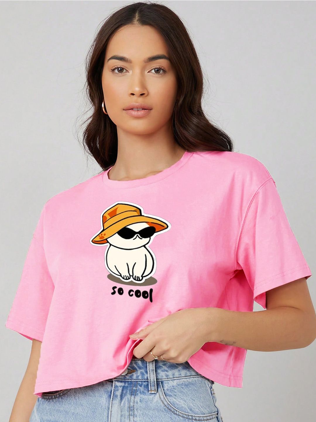 Kotty Graphic Printed Cotton Oversized T-shirt