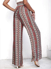 Kotty Women Brown Printed Relaxed High-Rise Easy Wash Pleated Trousers