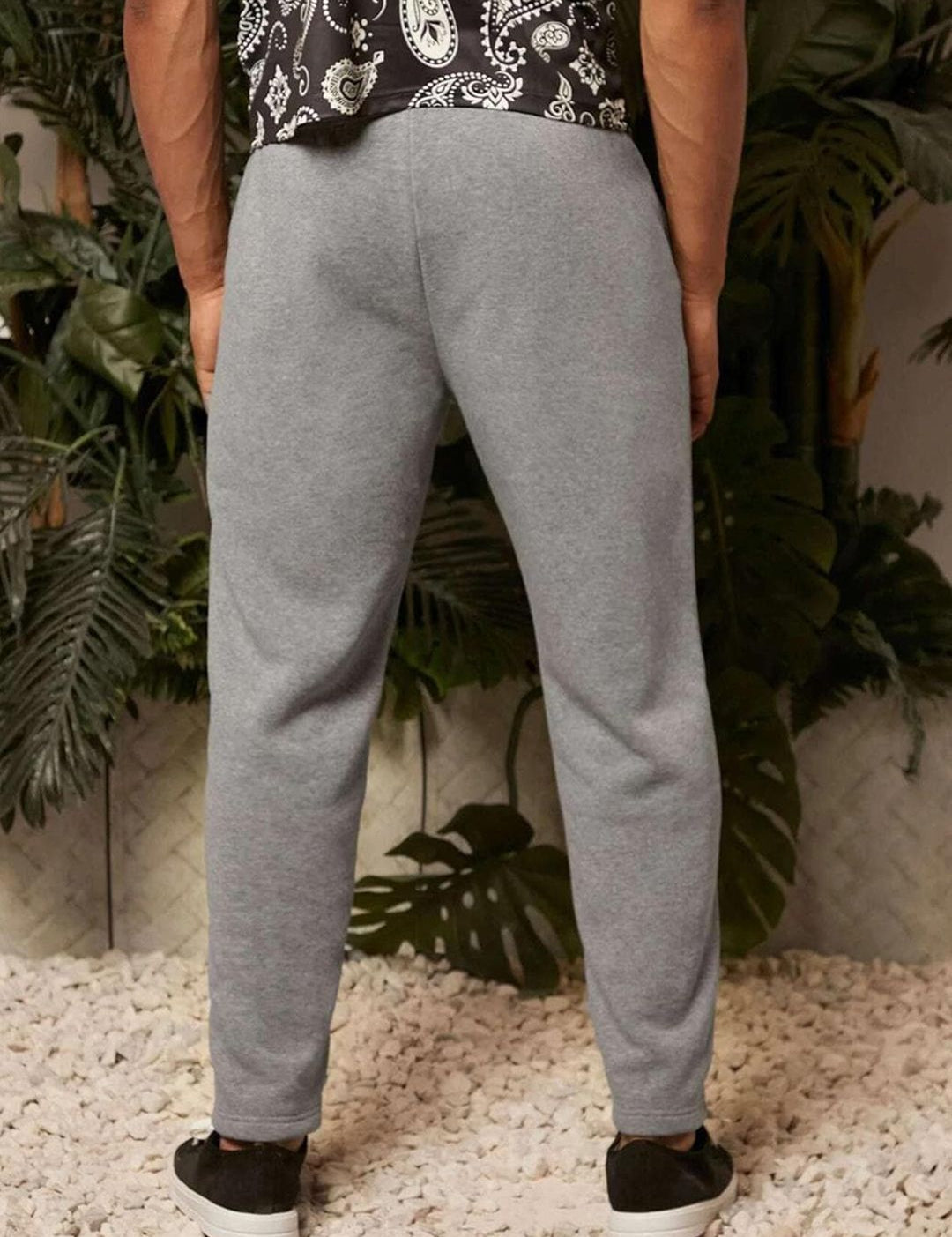 Kotty Men Grey Solid Mid-Rise Track Cotton Pants