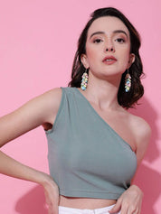 KOTTY Basics One Shoulder Fitted Crop Top