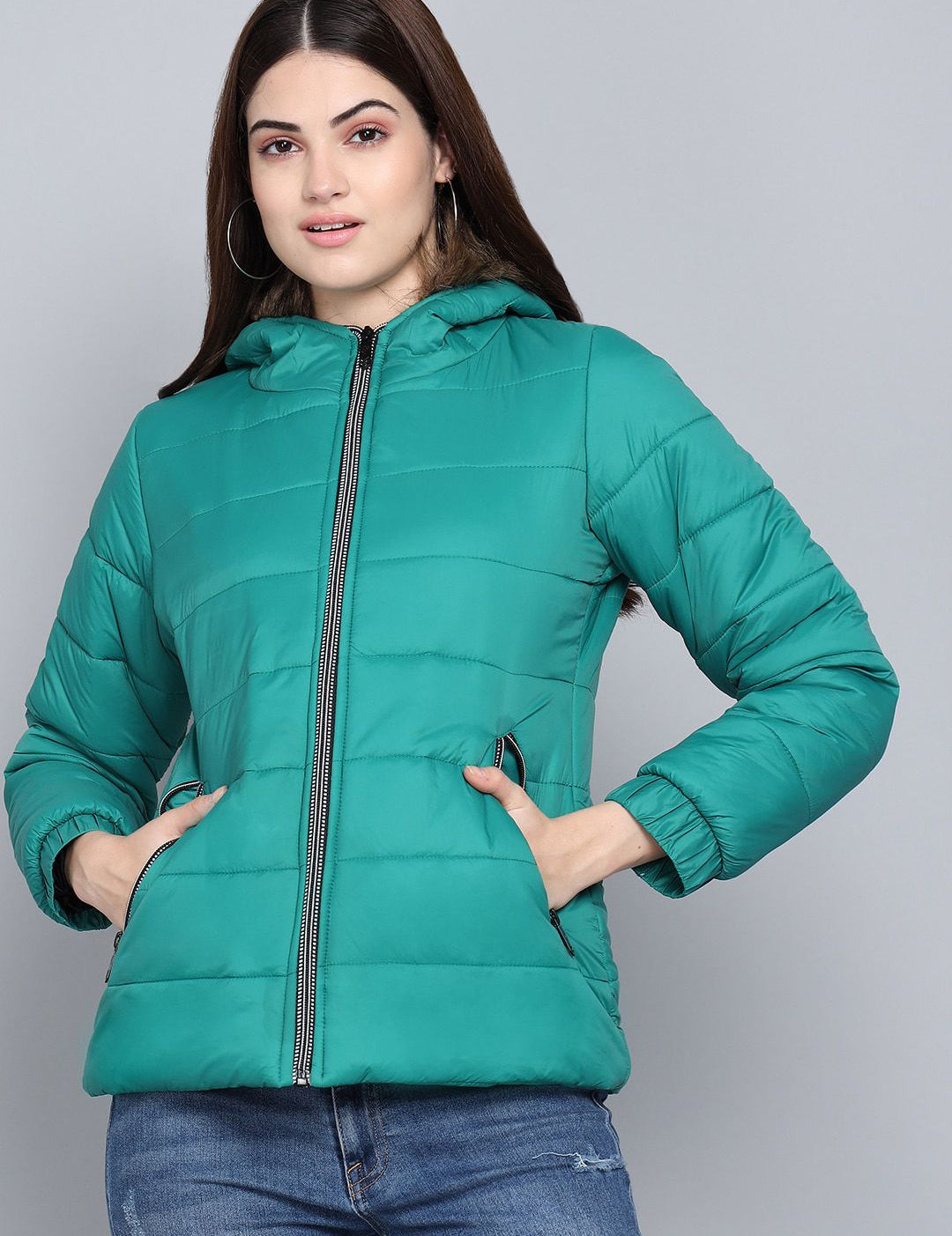 Kotty Women Green Outdoor Puffer Jacket