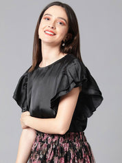 Kotty Flutter Sleeve Satin Top
