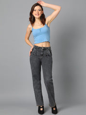 Kotty Women Grey Jean Straight Fit High-Rise Stretchable Jeans