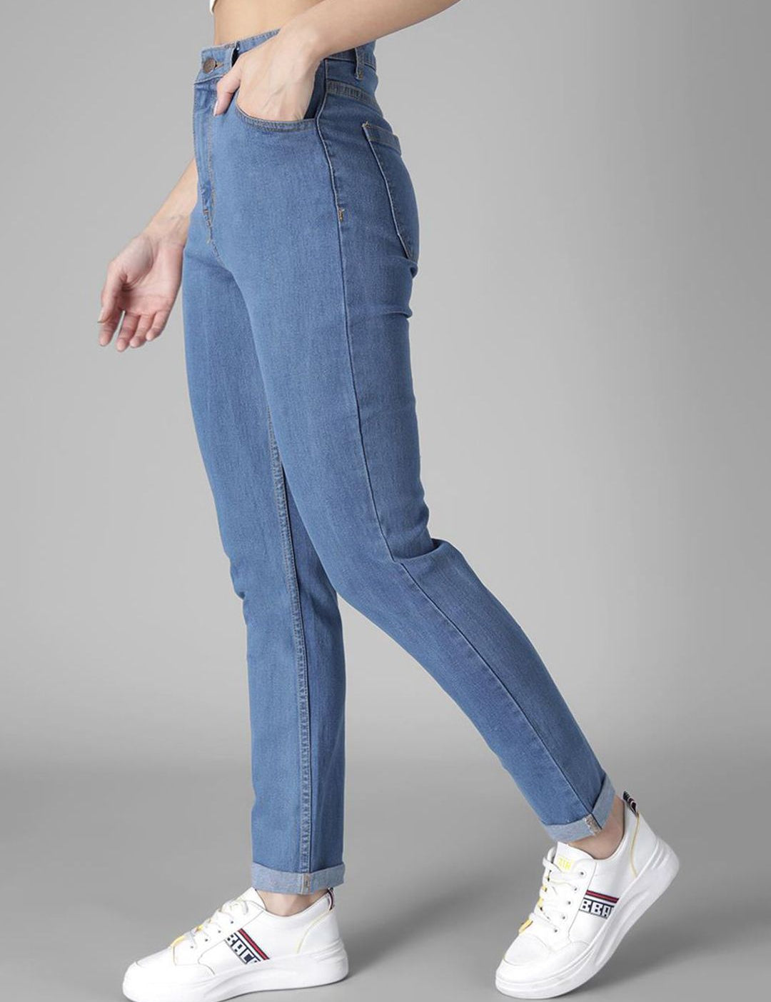 KOTTY Basics Women Slim Fit High-Rise Slash Knee Stretchable Jeans