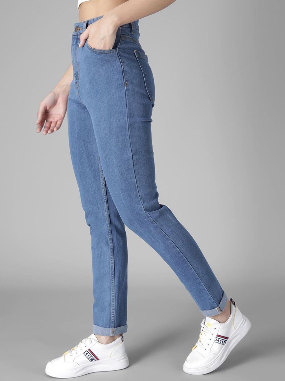 KOTTY Basics Women Slim Fit High-Rise Slash Knee Stretchable Jeans