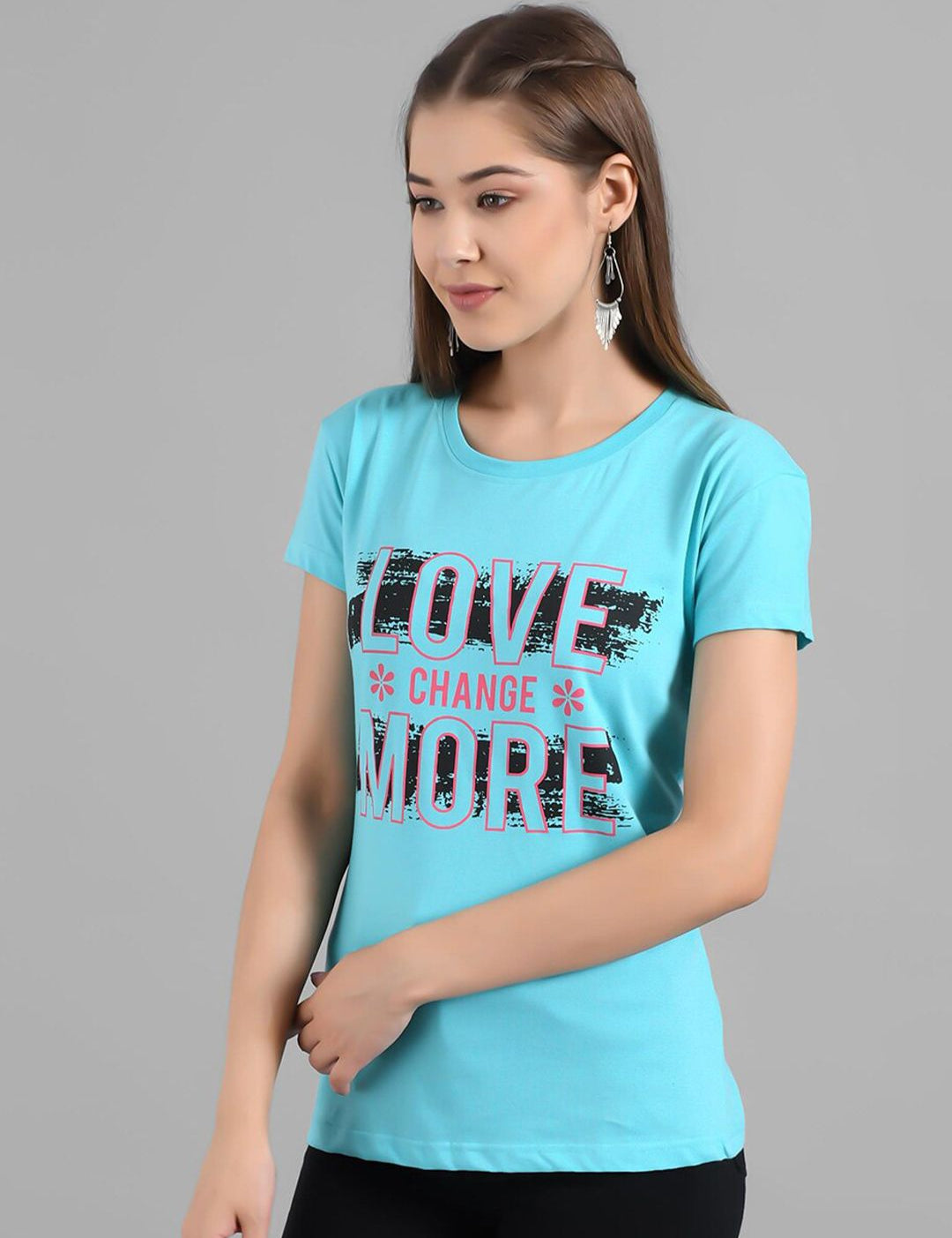 Kotty Typography Printed Round Neck T-shirt