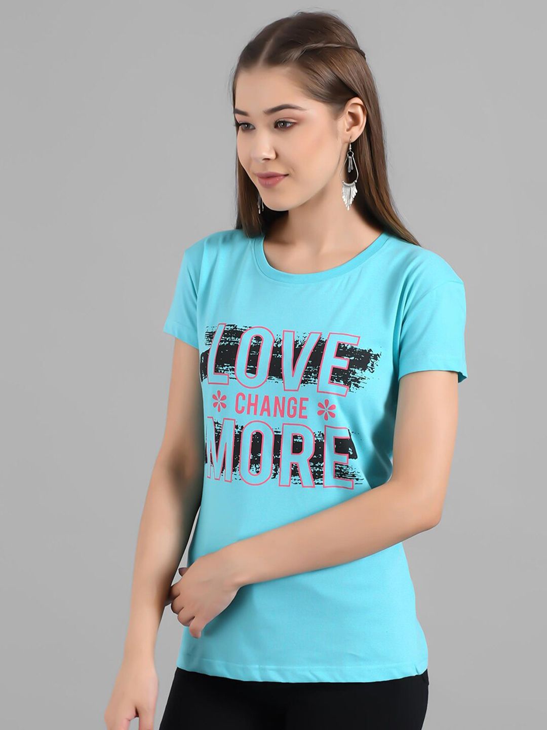 Kotty Typography Printed Round Neck T-shirt