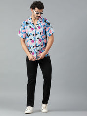 Kotty Men Cuban Collar Abstract Printed Casual Shirt