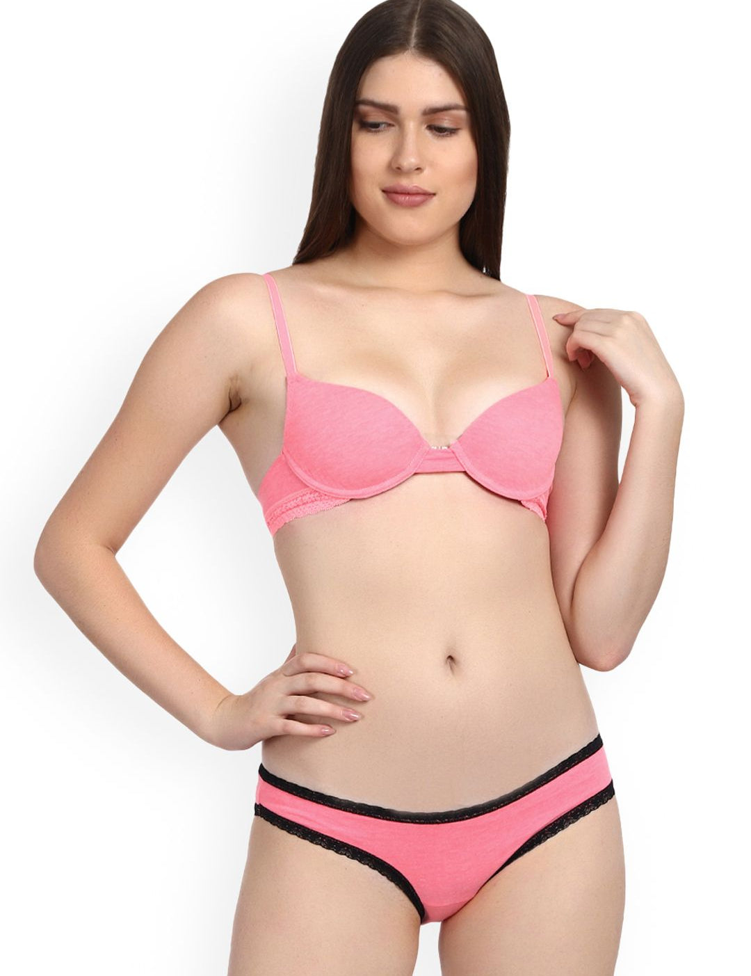 Kotty Women Pink Solid Lingerie Set KTTIW130