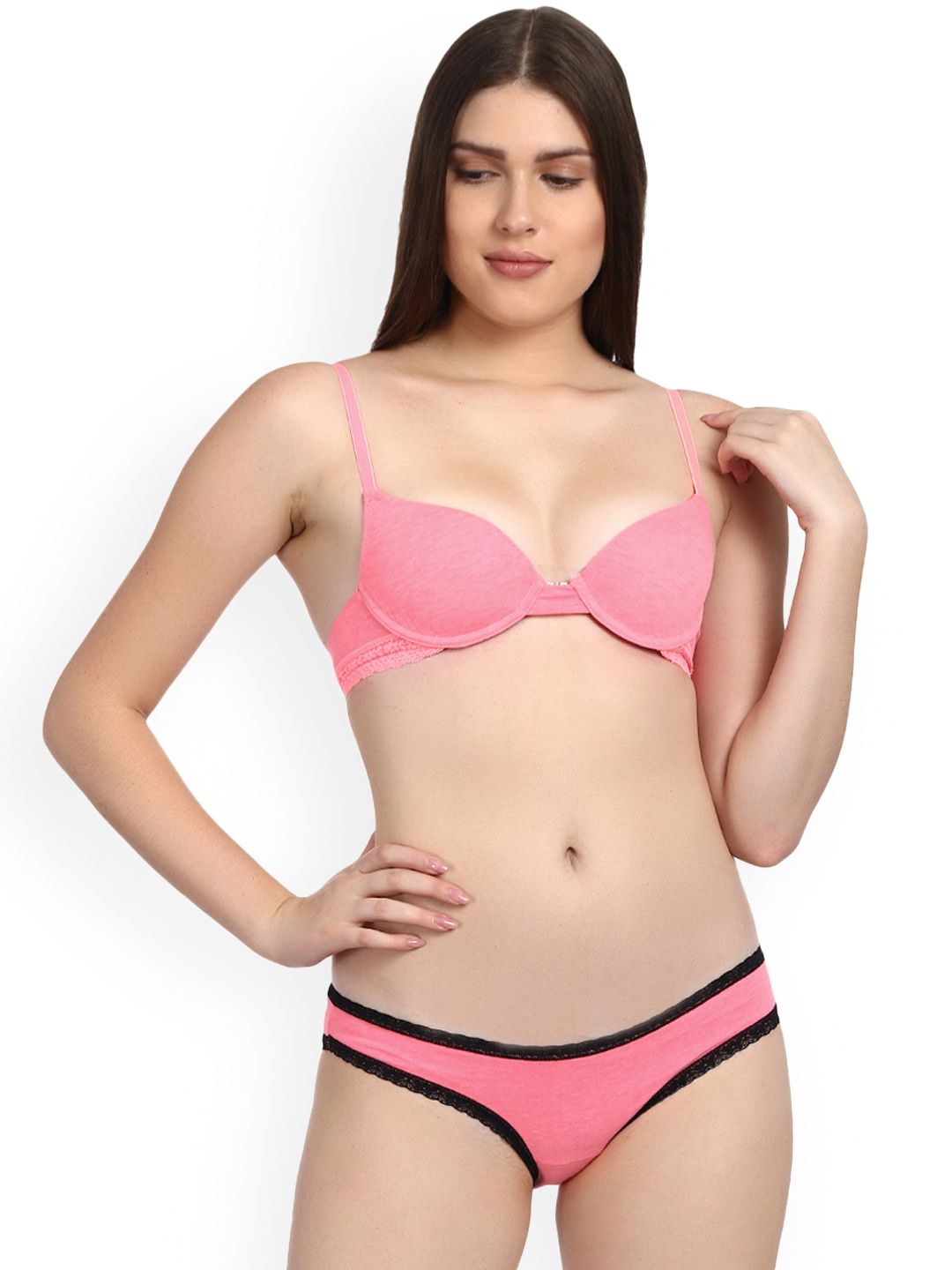 Kotty Women Pink Solid Lingerie Set KTTIW130