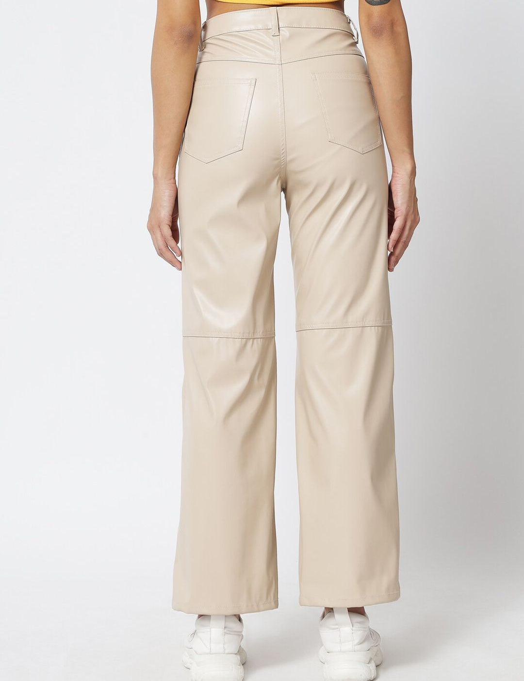 Kotty Women Cream-Coloured Relaxed Regular Fit Bootcut Trousers