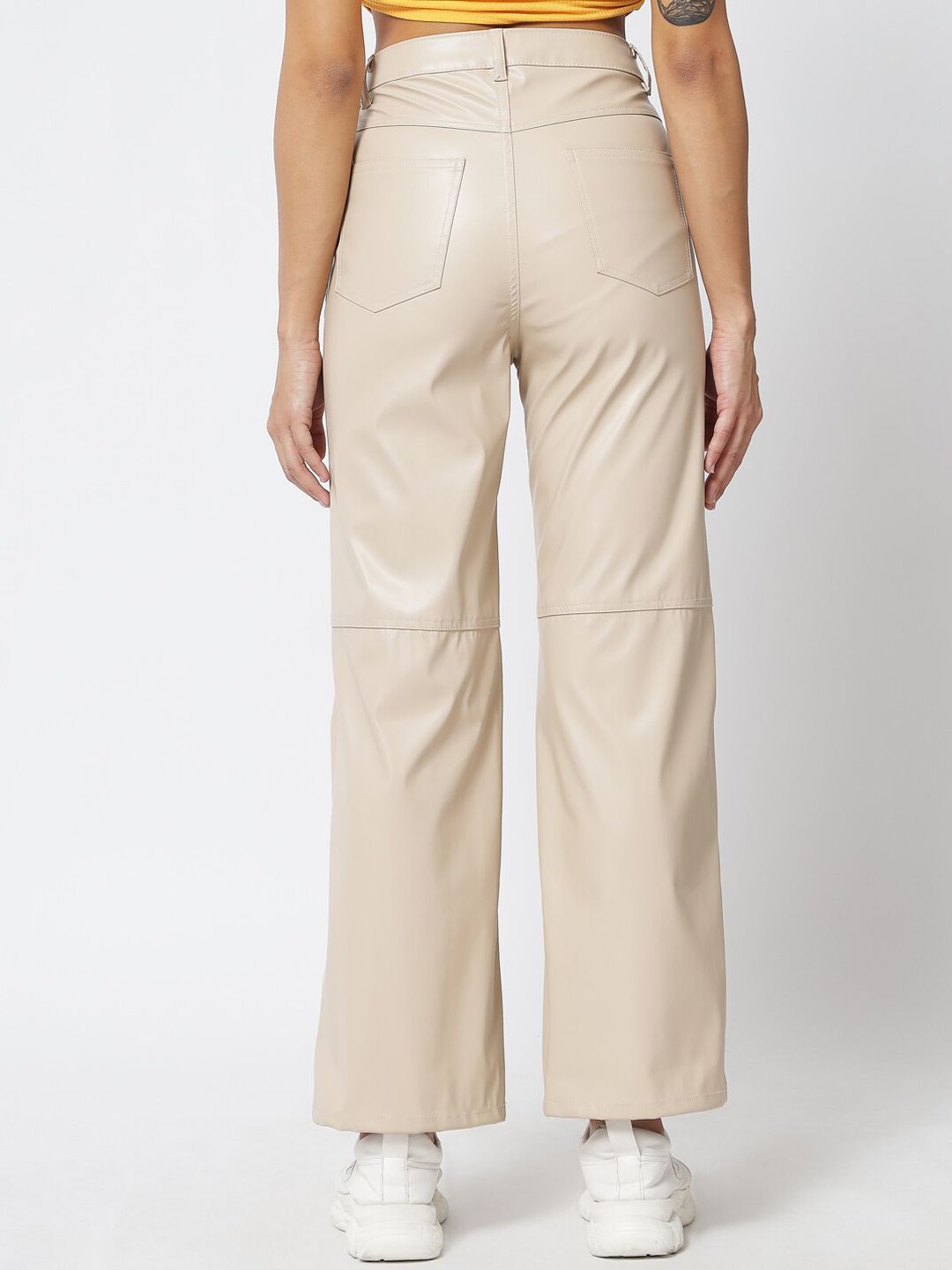 Kotty Women Cream-Coloured Relaxed Regular Fit Bootcut Trousers