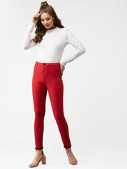 Kotty Women Maroon Skinny Fit Jeans