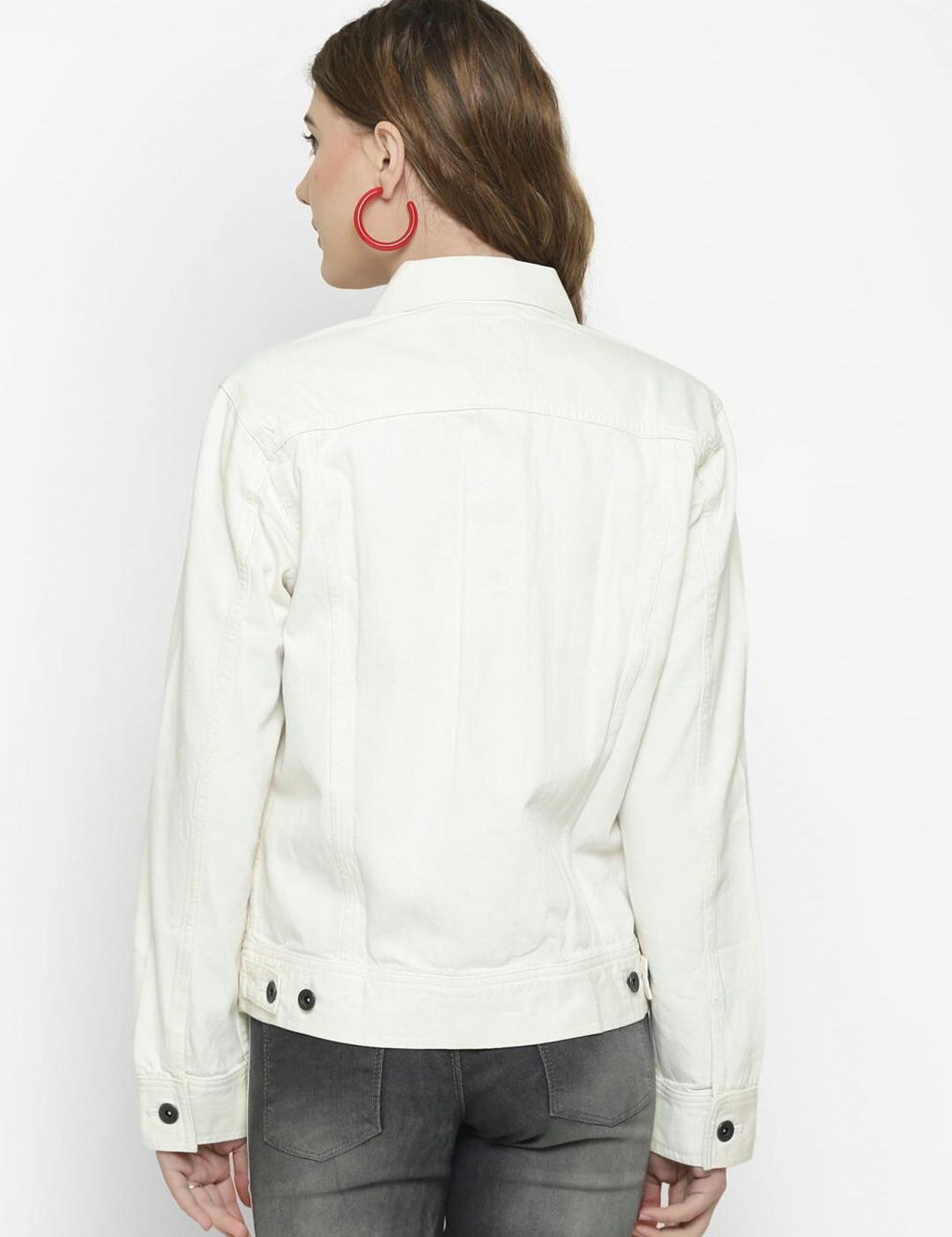 Kotty Women White Printed Denim Jacket