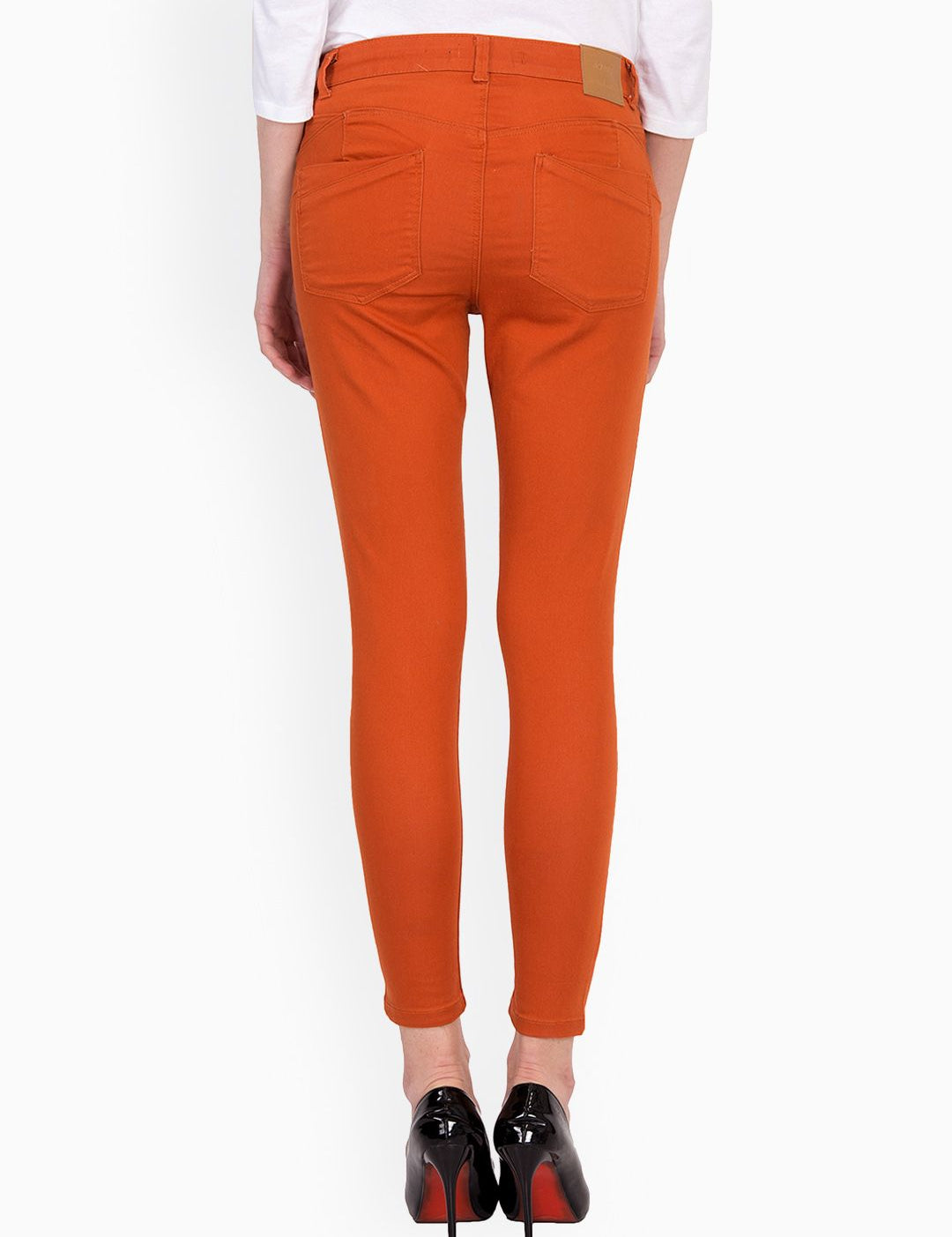 Kotty Women Orange Skinny Fit High-Rise Clean Look Stretchable Jeans
