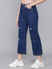 Kotty Women Blue Flared High-Rise Mildly Distressed Jeans