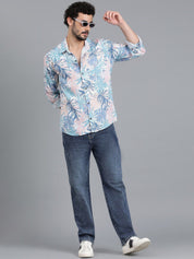 Kotty New Relaxed Fit Tropical Printed Cutaway Collar Casual Shirt