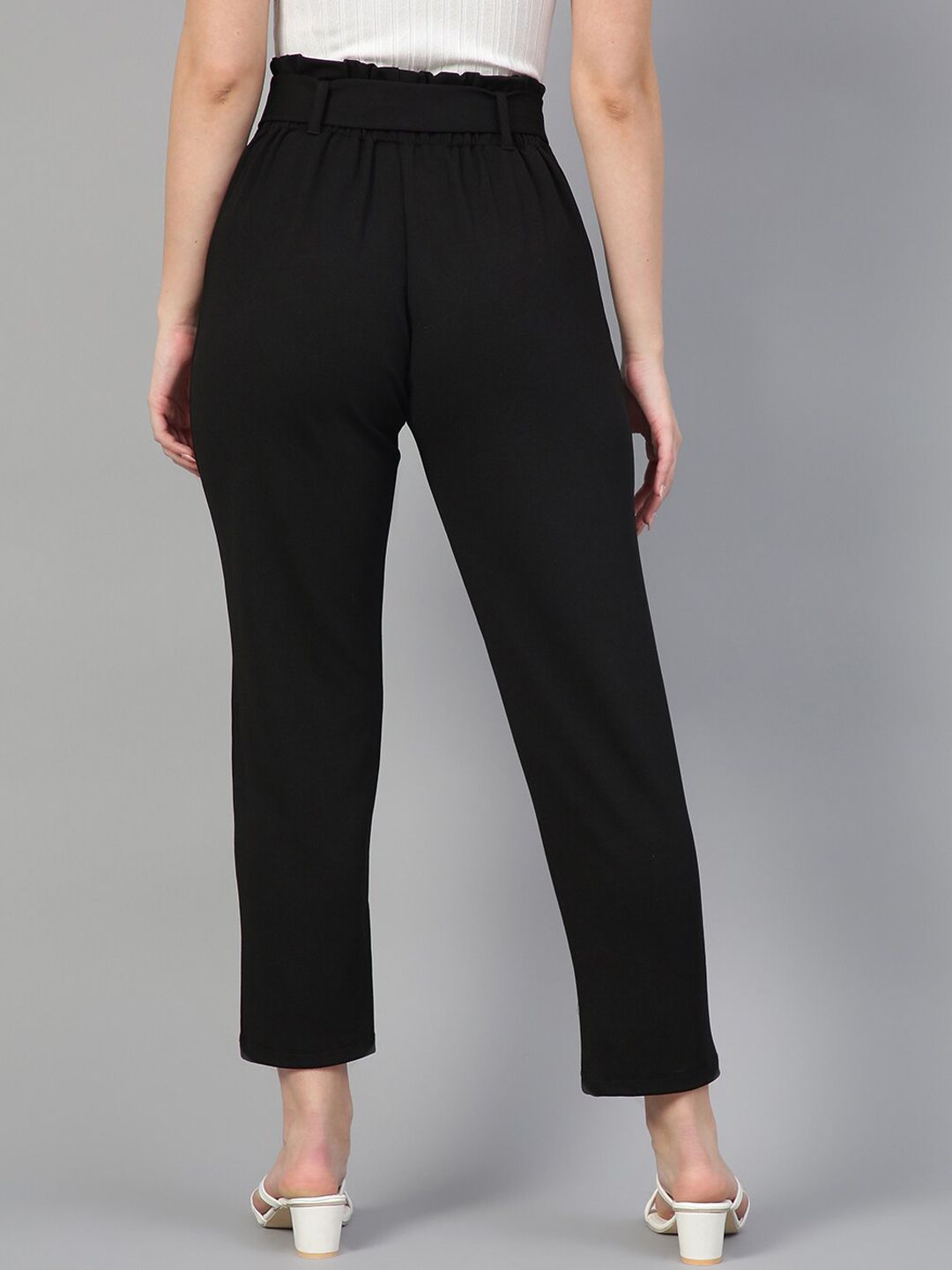 Kotty Women Relaxed Straight Fit High-Rise Easy Wash Pleated Trousers