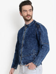 Kotty Men Blue Solid Denim Jacket
