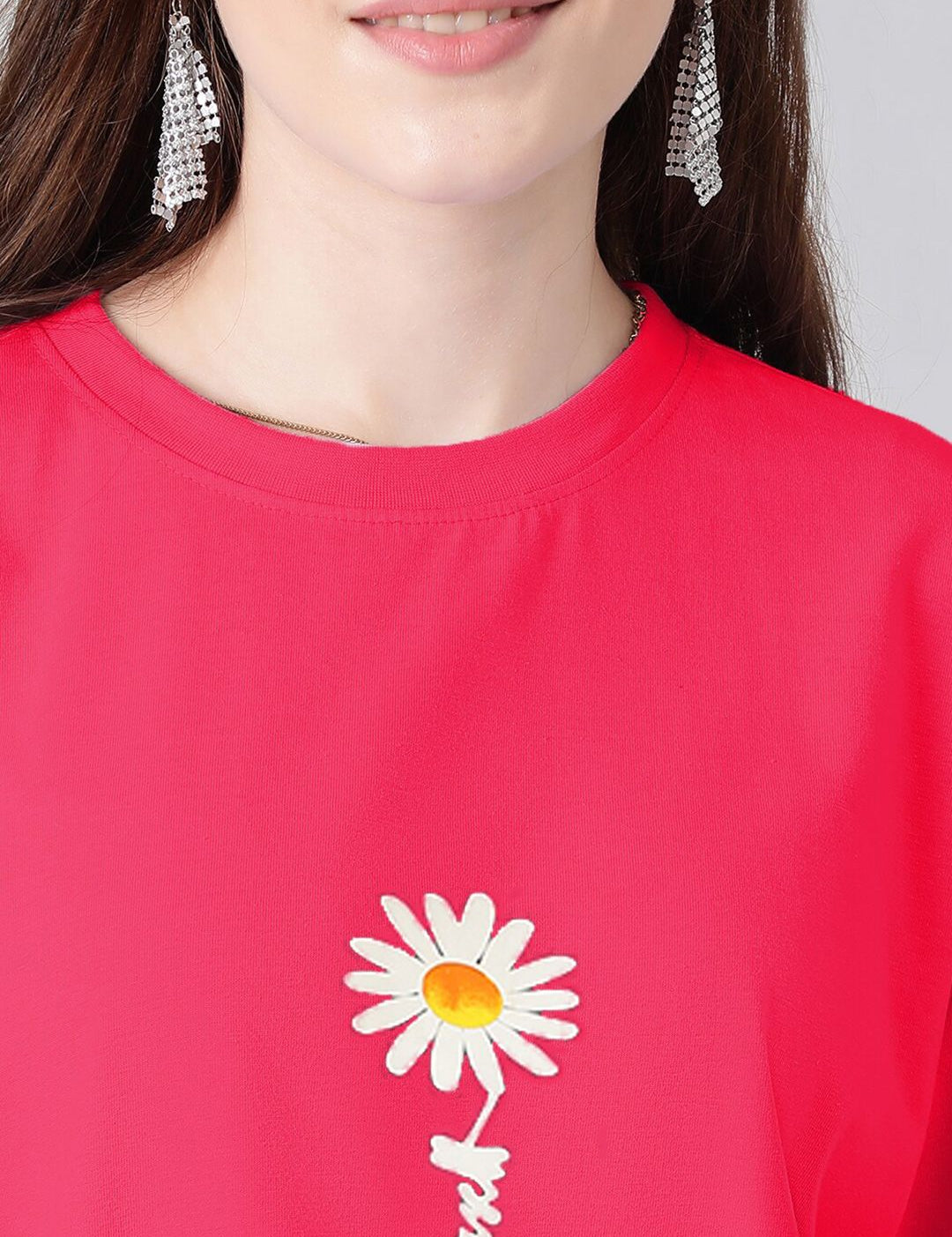 KOTTY Basics Graphic Printed Drop-Shoulder Sleeves Oversized T-shirt