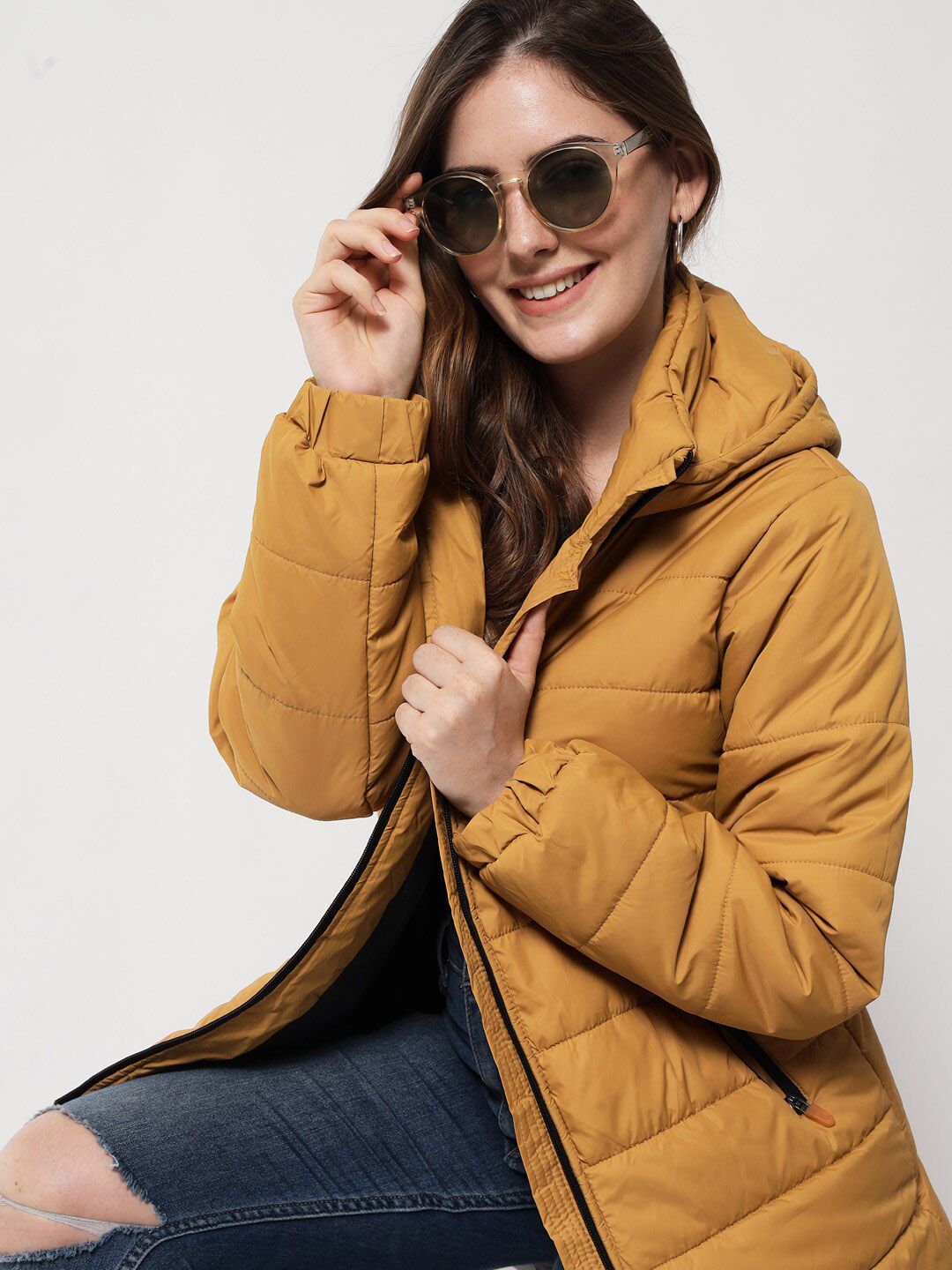 Kotty Women Yellow Longline Quilted Jacket