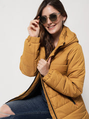 Kotty Women Yellow Longline Quilted Jacket