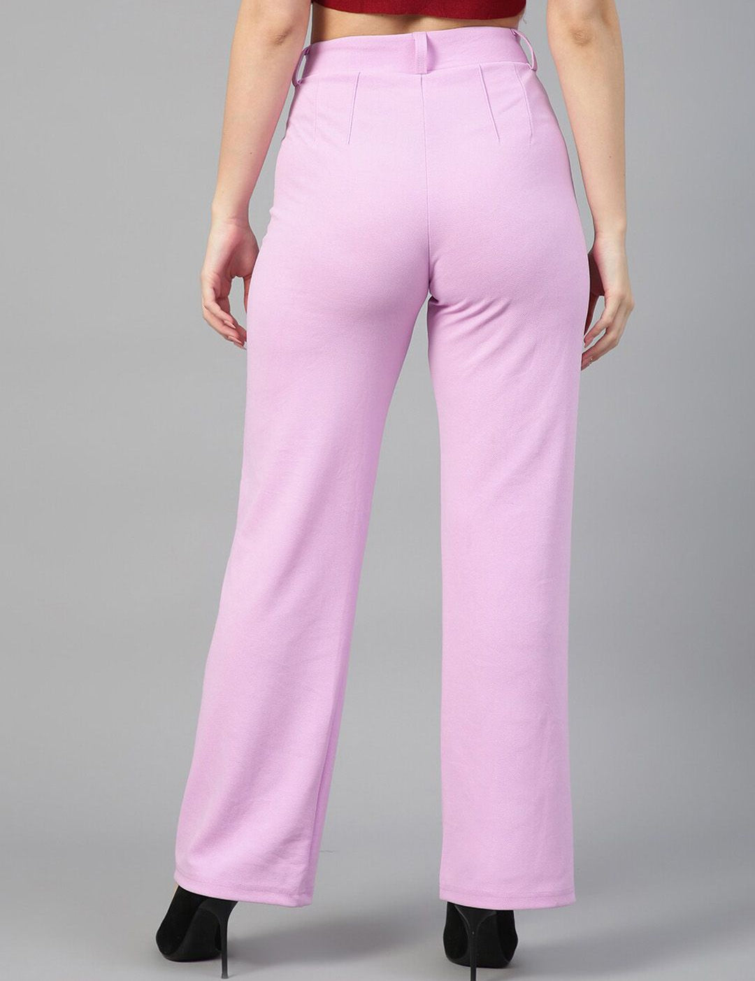 Kotty Women Relaxed Straight Fit High-Rise Easy Wash Parallel Trousers