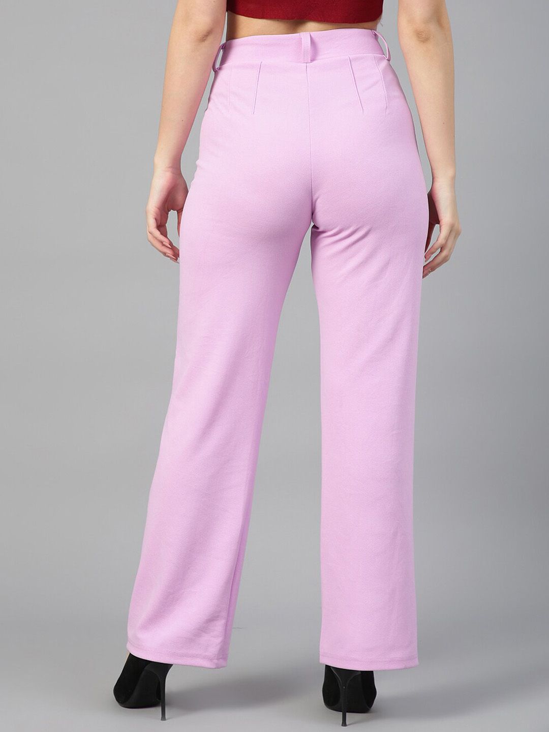 Kotty Women Relaxed Straight Fit High-Rise Easy Wash Parallel Trousers