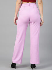 Kotty Women Relaxed Straight Fit High-Rise Easy Wash Parallel Trousers