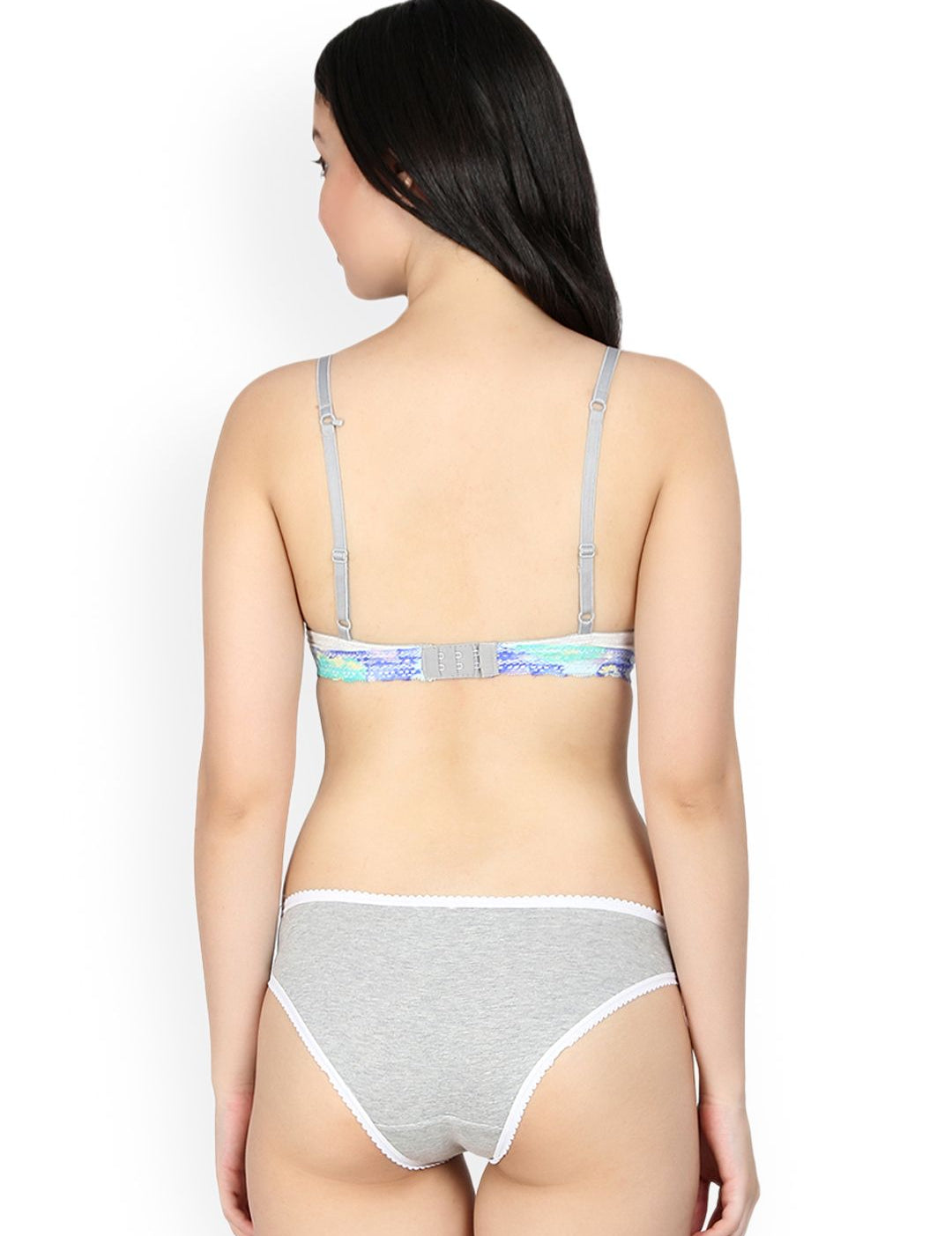 Kotty Women Grey & Cream Printed Lingerie Set