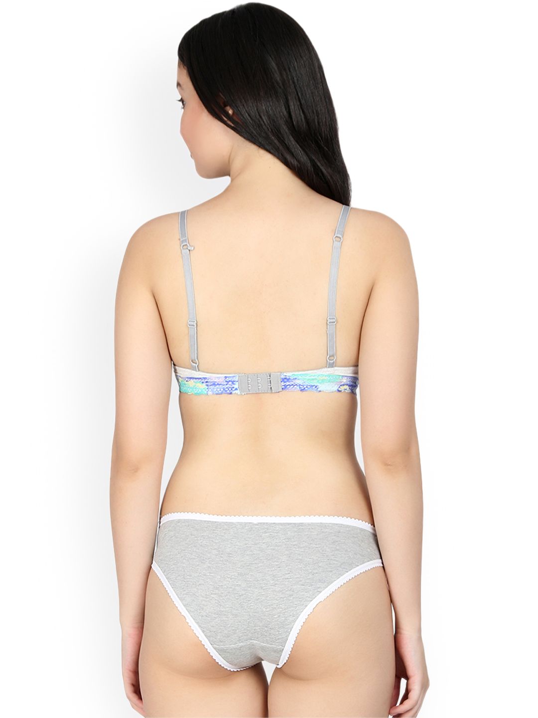 Kotty Women Grey & Cream Printed Lingerie Set