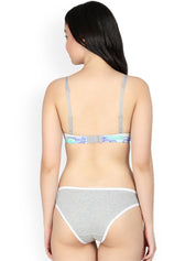 Kotty Women Grey & Cream Printed Lingerie Set