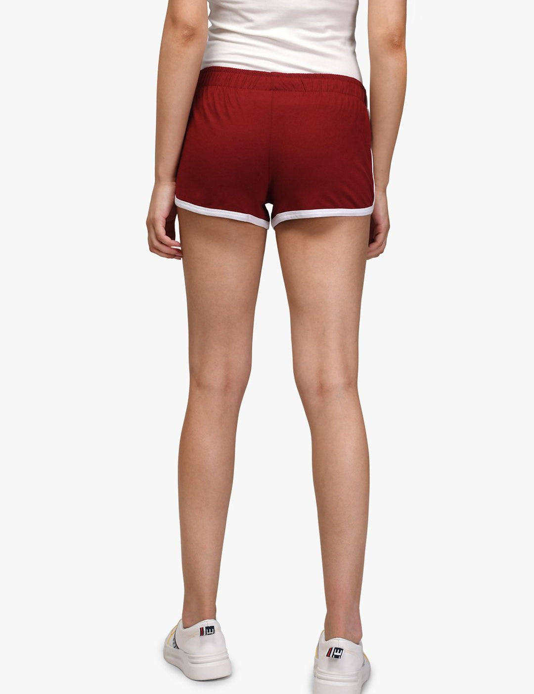 Kotty Women Mustard Yellow & Maroon Colourblocked Regular Fit Regular Shorts