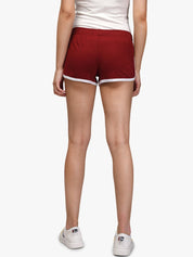 Kotty Women Mustard Yellow & Maroon Colourblocked Regular Fit Regular Shorts