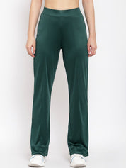 Kotty Women Green Flared High-Rise Parallel Trousers