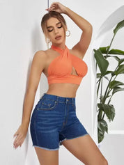 Kotty Women Washed Skinny Fit High-Rise Denim Shorts 