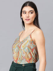 Kotty Ethnic Motifs Printed Sleeveless Crepe Top
