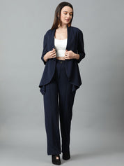 Kotty Navy Blue Shawl Neck Blazer & Trousers