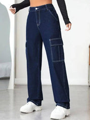 Kotty Women Blue Jean Straight Fit High-Rise Stretchable Cotton Jeans