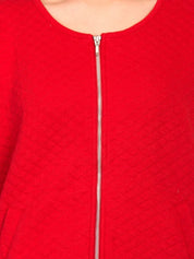 Kotty Women Red Self Design Tailored Jacket