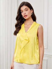 KOTTY BIZwear Yellow V-Neck Sleeveless Satin Top