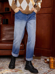 Kotty Men Blue Jean Low-Rise Clean Look Heavy Fade Stretchable Jeans